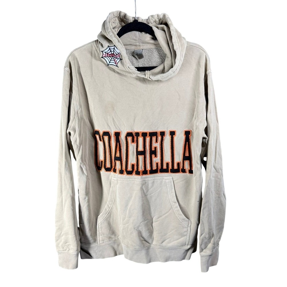 Coachella 2021 Independent Trading Co Tan Pullover Hoodie Mens‎ Medium Spiderweb